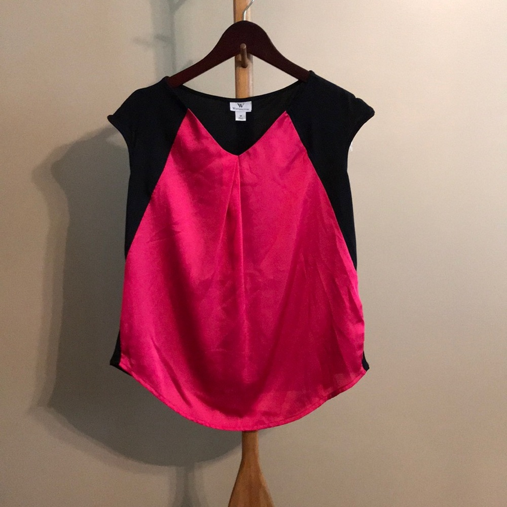 EUC- Worthington Black/pink blouse top